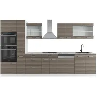 Vicco Küchenzeile R-Line 350 cm Edelgrau/Weiß