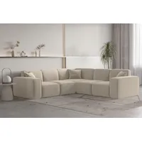 Fun Möbel Ecksofa Designersofa CELES PREMIUM in Stoff Opera Velvet Beige Seite Universal