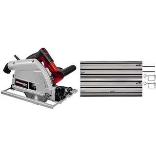 Einhell Tauchsäge TE-PS 165 (1.200 Watt, werkzeuglose Einstellung bei Schnitttiefe + Neigungswinkel, hochwertiges Hartmetall-Sägeblatt) + Führungsschiene (2x1000 mm, für Schnitte von 45° bis 90°)