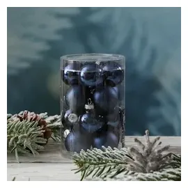 MARELIDA Christbaumkugel Weihnachtskugel Glas D: 3,5cm glänzend matt blau 16St.