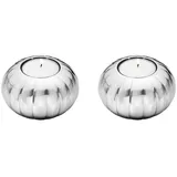 Georg Jensen Teelichthalter Bernadotte Edelstahl Silberfarben