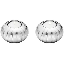 Georg Jensen Teelichthalter Bernadotte Edelstahl Silberfarben