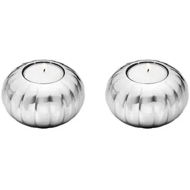 Georg Jensen Teelichthalter Bernadotte Edelstahl Silberfarben