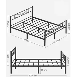 VASAGLE 160 x 200 cm Schwarz