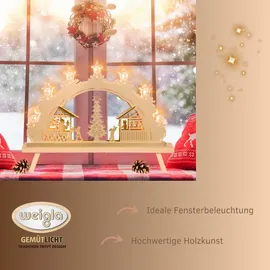 Weigla Schwibbogen/Lichterbogen"Weihnachtsmarkt" 7 flammig Erzgebirge garantiert