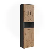 Vicco Hochschrank Irma Anthrazit/artisan, 50 cm mit Wäschkorb (30 x 172 x