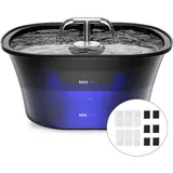 BalimoPet Katzenbrunnen, Trinkbrunnen für Katze 2,5L, Ultra leise Wasserbrunnen für Katzen, Eingebautes LED und 6 Aktivkohlefilter, Leicht zu Reinigen, Doppelauslauf-Design