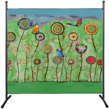 Quick Star Paravent Mehrfarbig, Grün, Metall, 178x180 cm Green Flowers | Sichtschutz, Sichtschutz Garten Balkon Sichtschutze