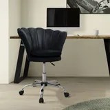 ML-Design Bürostuhl Schreibtischstuhl 360° drehbar mit Rückenlehne, Muscheldesign 68x68 cm Schwarz aus Samt, Metallgestell