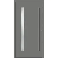 AKTION Aluminium Haustür "PALOMA" 90 mm flügelüberdeckend Graualuminium RAL 9007 beidseitig innen öffnend DIN rechts