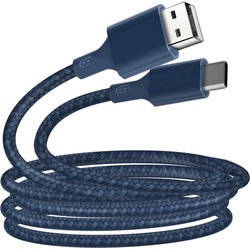 Bigben Cotton Cable USB A-C 2m Blue (2 m, USB 2.0), USB Kabel