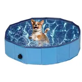relaxdays Hundepool Blauer Hundepool, (1-tlg), M blau|schwarz Ø 80 cm x 80 cm x 80 cm x 20 cm