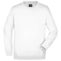 James & Nicholson Klassisches Komfort Rundhals-Sweatshirt weiß, Gr. 3XL