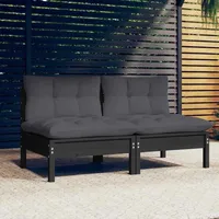 vidaXL 2-Sitzer-Gartensofa mit Anthrazit Kissen Massivholz Kiefer