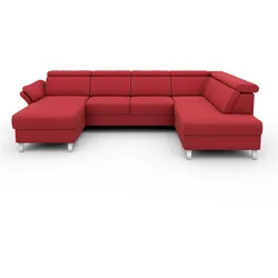 Wohnlandschaft SIT & MORE "Vincenzo U-Form", rot, B:317cm H:84cm T:93cm, Sofas, inklusive Kopfteilverstellung, wahlweise mit Bettfunktion, Bettkasten
