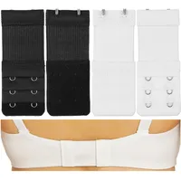 Bequeme BH Verlängerung, 4 Pack, Schwarz, Weiss, Größe S, 2 x 3 Haken Reihe, für alle BH Modelle, weiches und elastisches Material, Büsten Verschluss Erweiterung, Bra Extender, BH mit Komfort tragen - S, 2 x 3 Haken