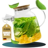 CLIDOR – Teekanne – 1.6 Liter – Teekanne Glas mit Deckel - [ VERSTÄRKTE GLASDICKE ] - Teekanne mit Siebeinsatz - Glaskaraffe mit Deckel - Teapot