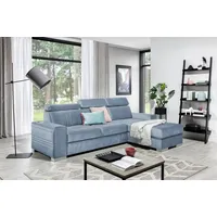 Fun Möbel Ecksofa Ecksofa Schlafsofa NOLAN XS inkl. USB-Anschluss, inkl. Bettkasten, Kopfteil verstellbar, Rundumbezug, inkl. USB-Anschluss blau