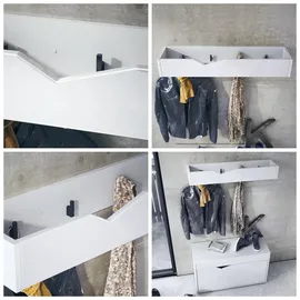 Vladon Garderobenpaneel Kolmio 83,5 x 12,5 x 21 cm Weiß matt/Eiche