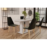 Fun Möbel Essgruppe Weiss matt-Tisch mit 4 Braun CAROS Stühlen für Esszimmer oder Küche
