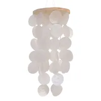 Kaemingk Muschel-Windspiel ELLYBS, 14,5 x 36 cm - Weiß - Braun - Muscheln - Holz