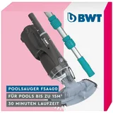 BWT Poolsauger Akku (FSA400, mit Standard-Poolstange) | Effiziente Reinigung von Pools | Kabelloser Betrieb | Poolroboter | Pool Zubehör | Poolreiniger mit Flachbürstenaufsatz | Pool Bodensauger