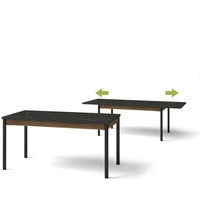 Hochbein Klapptisch Tisch PRESTIGO 160 bis 240 cm Schwarze Marmorplatte + Nussbaum