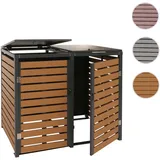 Mendler XL 2er-/4er-Mülltonnenverkleidung HWC-K14, Mülltonnenbox, 119x140x102cm WPC Metall 86kg ~ Teak-Optik