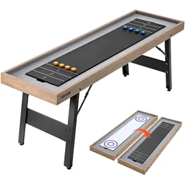 Vevor Shuffleboard-Tisch 2,1 m mit 8 Pucks Tischcurling-Spiel 2 in 1 Tragbar, Glatte Spielfläche für Flüssiges und Schnelles Puckspiel, Klappbare Beine für das Familien-Spielzimmer zu Hause