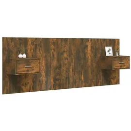 vidaXL Kopfteil mit Nachttischen Räuchereiche Holzwerkstoff