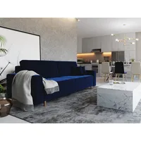 Fun Möbel Sofa 3-Sitzer BELLA mit Schlaffunktion Blau -