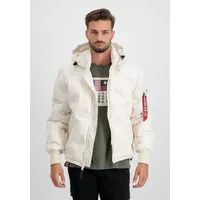Alpha Industries Herren Hooded Logo Puffer Winterjacke, Jet Stream White, 56