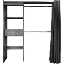 Hti-Living Garderobenschrank Offene Garderobe mit Vorhang Betonoptik