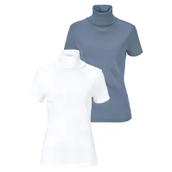 Rollkragenshirt, eng geschnitten, aus elastischem Material, im 2er-Pack, Gr. 48/50 (XL), hellblau, weiß, , 854430-48