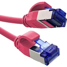 InLine Patchkabel Slim, Cat.6A, S/FTP, TPE (LSZH) flexibel, PoE, Kupfer (CU), LAN, Ethernet, Netzwerk Kabel, RJ45 Gigabit, magenta, 10m, 74900M