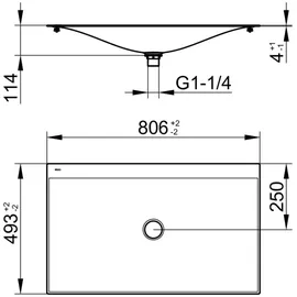Keuco Edition 11 Art Einbauwaschtisch 80,6 x 0,4 x 49,3 cm (32590550800)