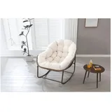 BBWL Rattanstuhl Schaukelstuhl mit Polsterkissen, wetterfester Relaxsessel, Outdoor Rattan Schaukelstuhl für Garten Terrasse Balkon
