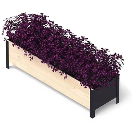 upyard Hochbeet für Garten, Terrasse und Balkon - Blumenkasten mit Innenvlies und wasserdichter Kunststoffeinlage - Pflanzkasten für Innen- und Außenbereich, 118x36x32, Natur