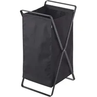 YAMAZAKI 2485 TOWER Wäschekorb, schwarz, Stahl/Polyester/Polypropylen, minimalistisch, 30 x 36 x 64 cm