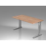 HAMMERBACHER US16 höhenverstellbarer Schreibtisch nussbaum rechteckig, C-Fuß-Gestell silber 160,0 x 80,0 cm