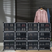 YUENFONG Schuhregal Schuhablage Schuh Organizer Schuhregale aus Kunststoff mit durchsichtig Tür, Schuhschrank Platzsparend Schuhboxen, für Schuhen, Spielzeug, Kleidung(163×32×93cm)