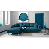 Ecksofa INOSIGN "Malaga" Sofas Gr. B/H/T: 276 cm x 85 cm x 169 cm, Struktur fein, Recamiere links, blau (petrol) Ecksofas