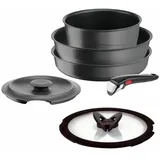 Tefal Ingenio 6-teiliges Set, Induktion, Aluguss, Pfanne, Wok + Glasdeckel, Schmortopf + Deckel aus Gusseisen, abnehmbarer Griff, spülmaschinengeeignet, Inspiration L867S604