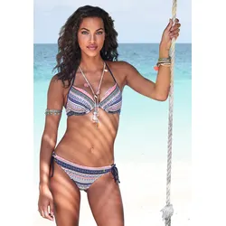 Bikini-Hose S.OLIVER "Barcelona", Damen, Gr. 40, N-Gr, bunt (blau, rosé, gestreift), Polyamid, Ethnomuster, bedruckt, Badehosen, mit modischem Print, Mix-Kini