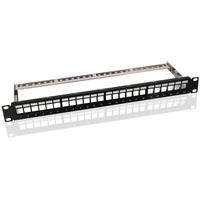 goobay 95743 Keystone Patch Panel 24 Port / 19 Zoll Leergehäuse 1 HE / Verteilerfeld Patchfeld / Snap-In-System / Schwarz