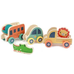 Fisher-Price - Holz-Fahrzeuge 3 Stück + Tiere