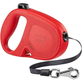 Ferplast Hundeleine Flippy ONE, Rollleine kleine Hunde bis 12 kg. Ausziehbare Schnur max. 4,5 m. Einzelner Knopf zum Verriegeln und Entriegeln, rot
