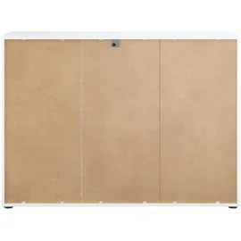 manjana möbel Kommode 135 x 98,7 x 40 cm Weiß matt / Weißglas