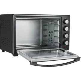 Jago® Minibackofen - mit Umluft, Drehspieß, Innenbeleuchtung, Elektrisch, 60L, 6 Kochmodi, 2000W, Timer, 100 - 230 °, Doppelglastür