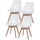 ETC Shop etc-shop Esszimmerstühle Eiche weiß Schalenstühle 4er Set Küchenstühle Holz, Kunststoff, PP Sitzpolster, PU Leder, BxTxH 48x42x82 cm, 4er Set